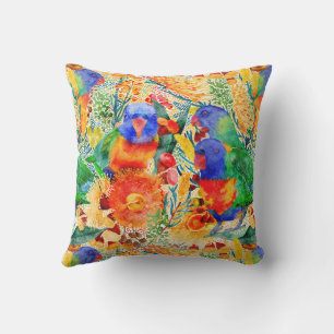 Rainbow Lorikeet Garden Throw Pillow