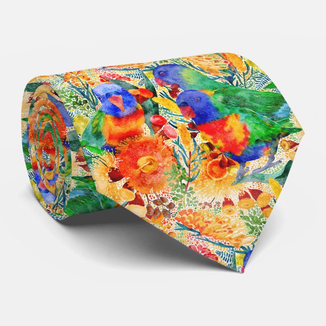Rainbow Lorikeet Garden Tie (Rolled)