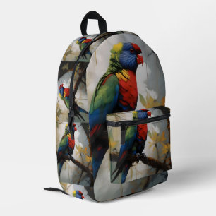 Rainbow Lorikeet Oil Paint,  Printed Backpack