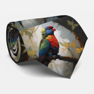 Rainbow Lorikeet Oil Paint,  Tie