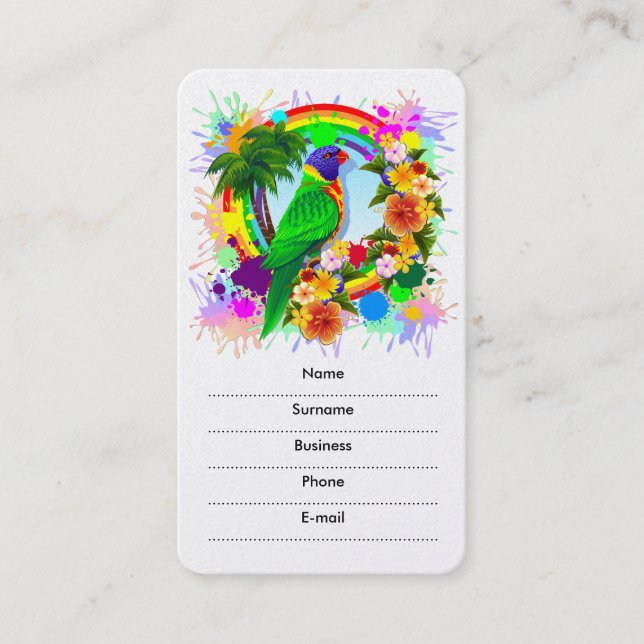 Rainbow Lorikeet Parrot Carte de visite (Devant)