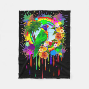 Rainbow Lorikeet Parrot Fleece_Blanket Fleece Blanket