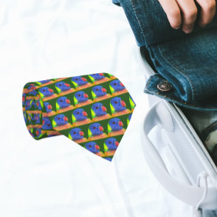 Rainbow Lorikeet Parrot Head Pattern Tie