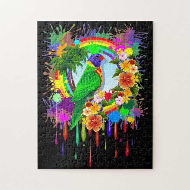 Rainbow Lorikeet Parrot Photo_Puzzle Jigsaw Puzzle (Vertical)