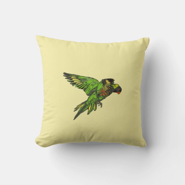 Rainbow Lorikeet (Trichoglossus haematodus) Throw Pillow (Front)