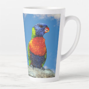Rainbow lorikeets two perched on a branch latte mug