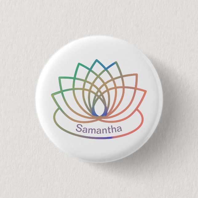 Rainbow Lotus Flower 1 Inch Round Button (Front)