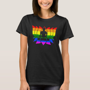 Rainbow Lotus Flower Yoga Namaste Meditation Women T-Shirt