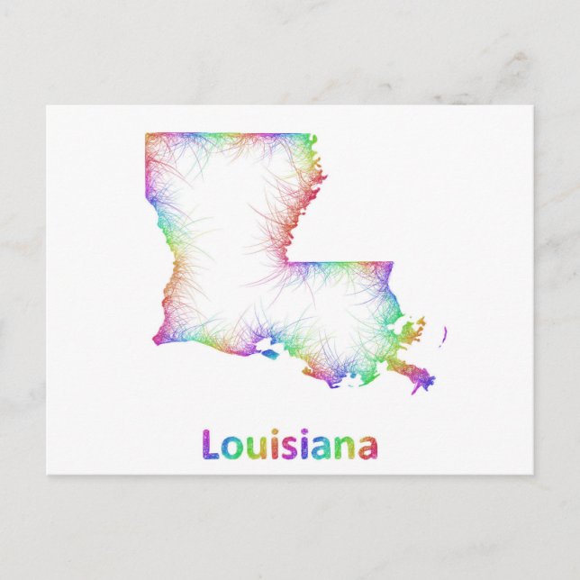 Rainbow Louisiana map Postcard (Front)