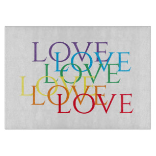 RAINBOW LOVE 11x8 Glass Cutting Board