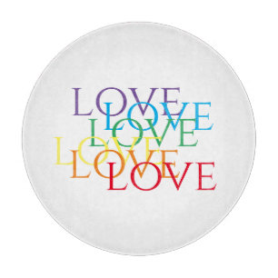 RAINBOW LOVE 12" Round Glass Cutting Board