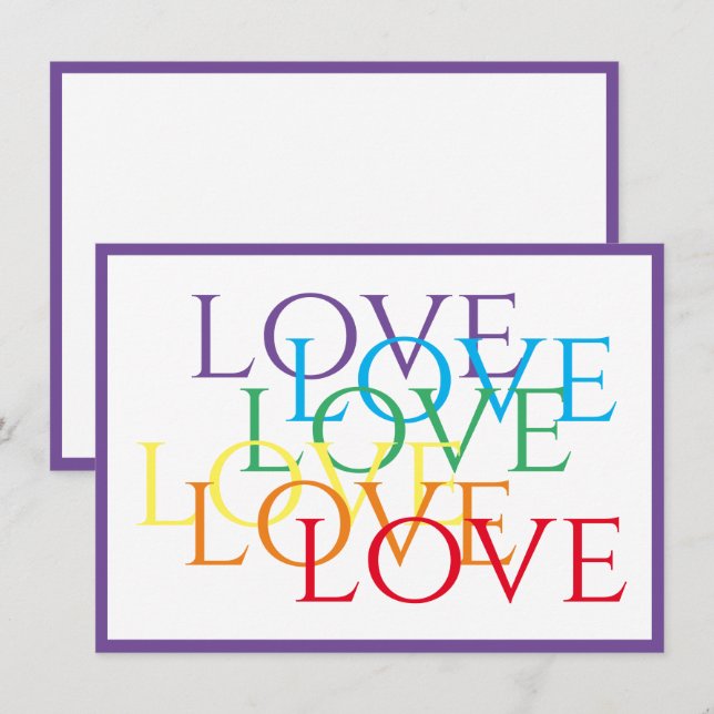 RAINBOW LOVE 4.5x6.25 Flat Card / Purple (Front/Back)