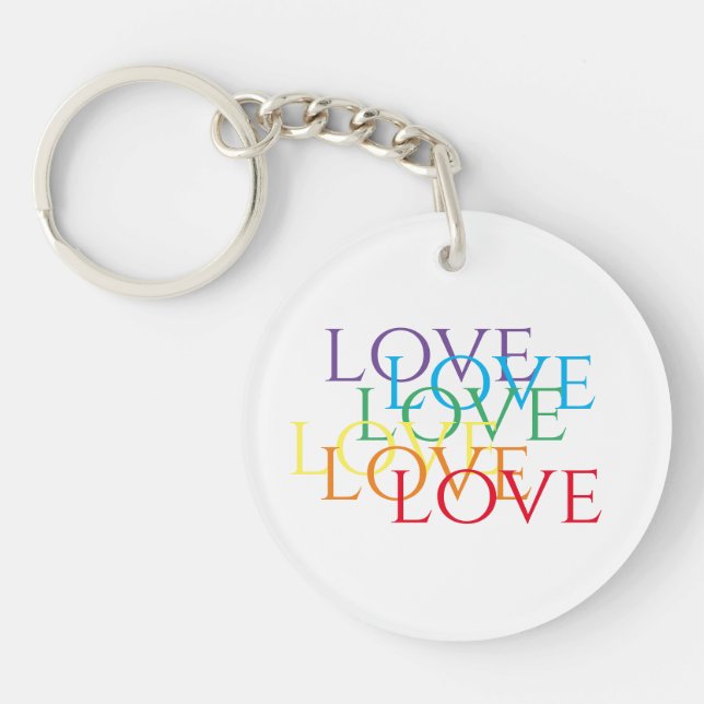 RAINBOW LOVE Acrylic Circle Keychain  (Front)