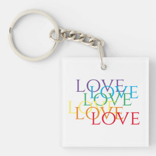 RAINBOW LOVE Acrylic Square Keychain