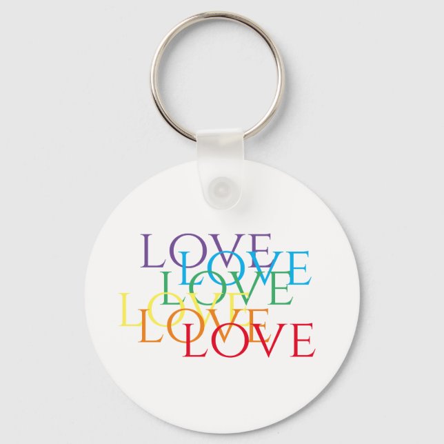 RAINBOW LOVE Aluminum Circle Keychain  (Front)