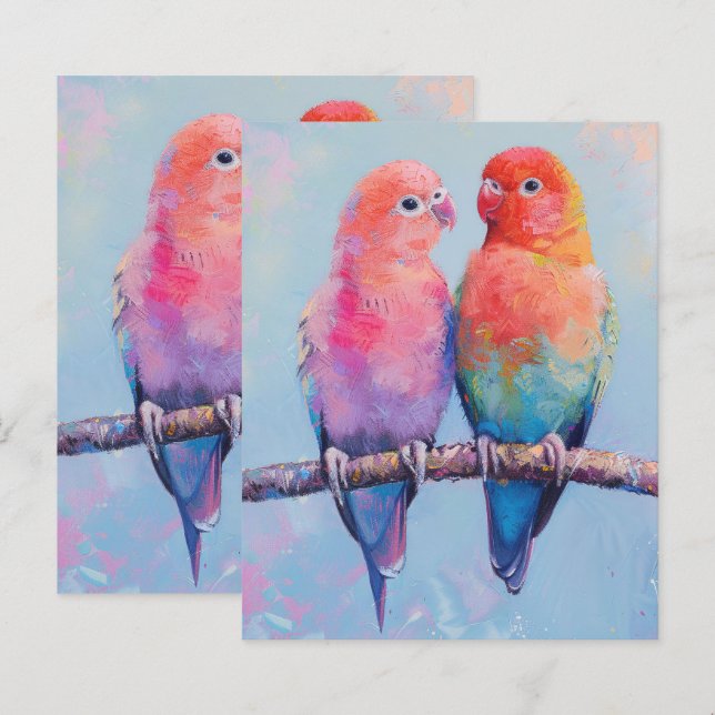 Rainbow Love Birds Scrapbook Paper (Front/Back)