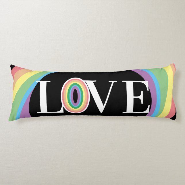 RAINBOW LOVE  black white Body Pillow (Front)