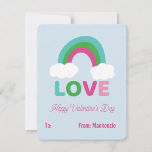 Rainbow Love Childrens Classroom Valentine Holiday Card