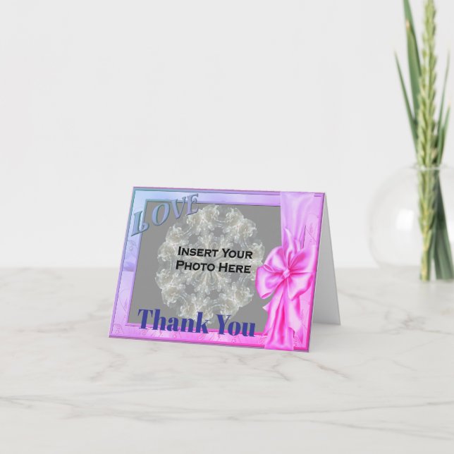 Rainbow Love Frame Wedding Photo Thank You Card (Front)