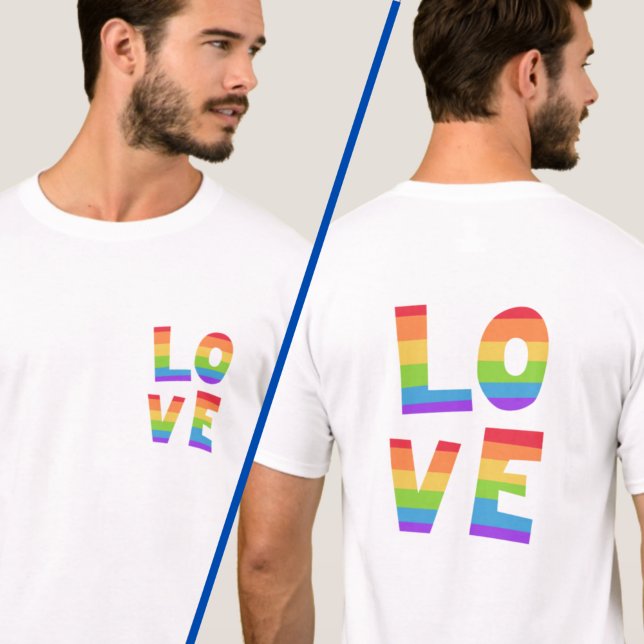 Rainbow LOVE Gay Pride LGBTQ Double Side Print T-Shirt (Creator Uploaded)