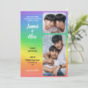 Rainbow Love - Gay Wedding Photo Invitation