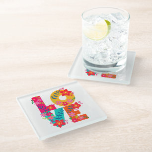 Rainbow Love Glass Coaster
