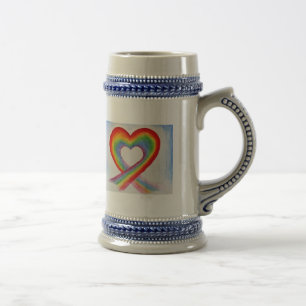 RAINBOW LOVE HEART BEER STEIN AND COFFEE MUGS
