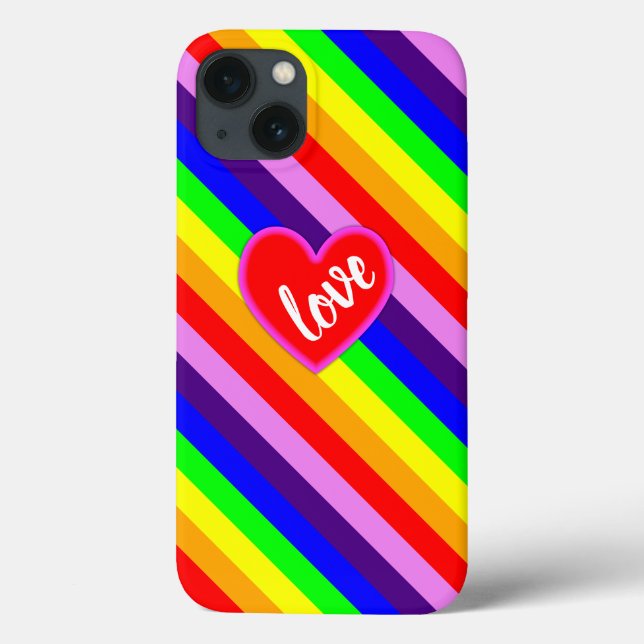 Rainbow Love Heart Classic Pride Dynamic Stripes Case-Mate iPhone Case (Back)