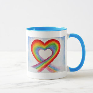 RAINBOW LOVE HEART COFFEE MUG