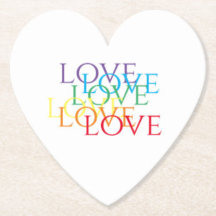 RAINBOW LOVE Heart Paper Coasters