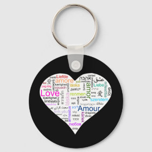 Rainbow Love Heart Typography Keychain