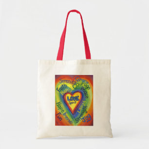 Rainbow Love Heart Word Art Sac fourre-tout inspir