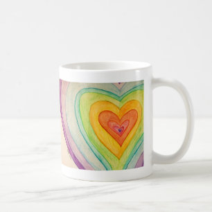 Rainbow Love Hearts Art Coffee Mug Cup