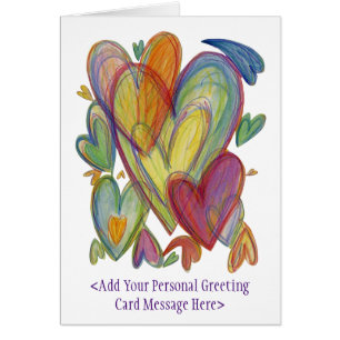 Rainbow Love Hearts Art Greeting Cartes