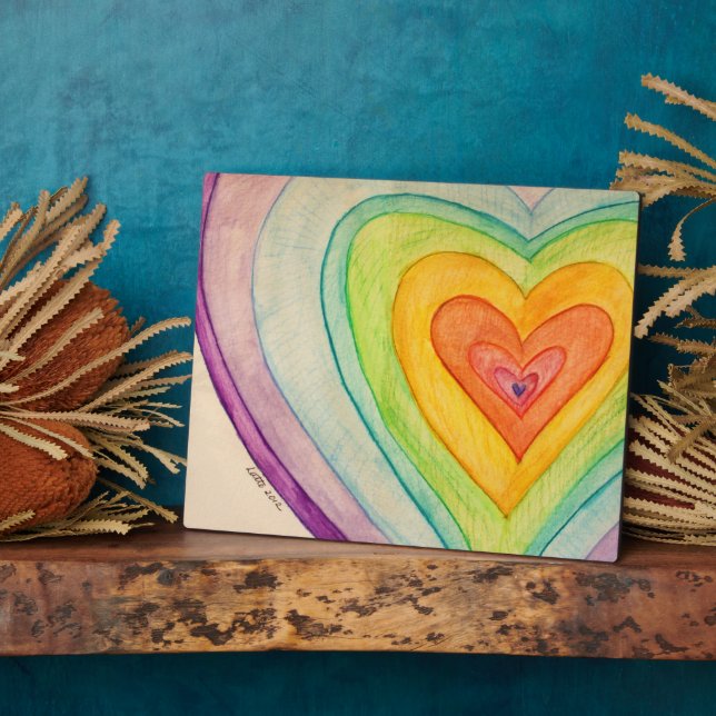 Rainbow Love Hearts Art Imprimer Plaques (Côté)