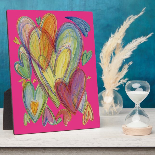 Rainbow Love Hearts Art Imprimer Plaques (Côté)