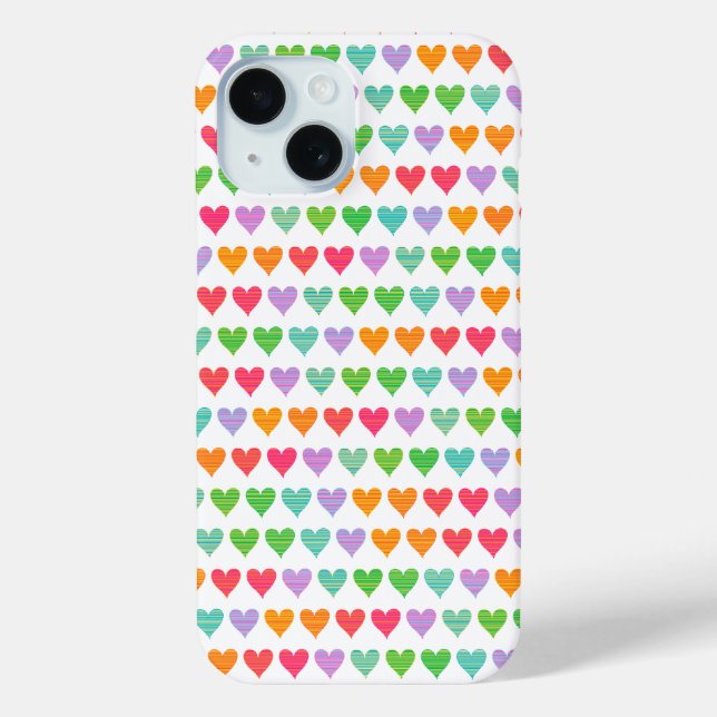 Rainbow Love Hearts Colourful Fun Cute Casing Case-Mate iPhone Case (Back)