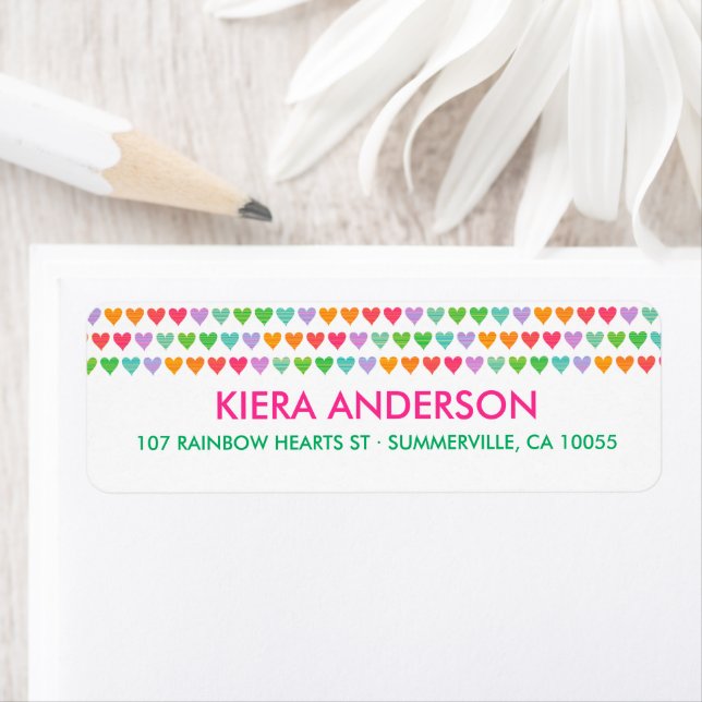 Rainbow Love Hearts Colourful Fun Pattern Chic Cut (Insitu)