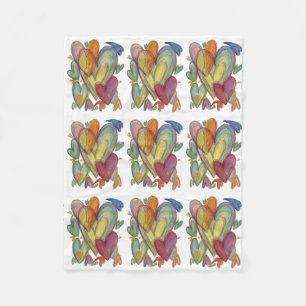 Rainbow Love Hearts Cozy Fleece Throw Blanket