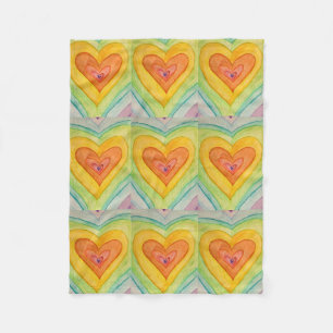 Rainbow Love Hearts Cozy Fleece Throw Blanket