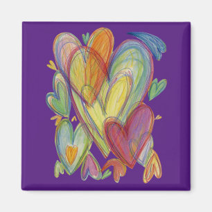 Rainbow Love Hearts Inspirational Fridge Magnet
