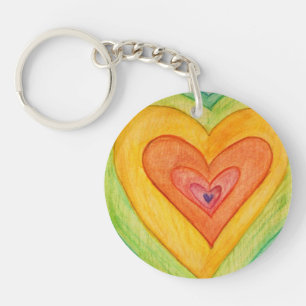 Rainbow Love Hearts Word Art Porte - clé personnal