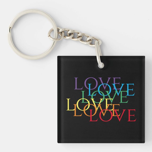 RAINBOW LOVE II Acrylic Square Keychain (Front)