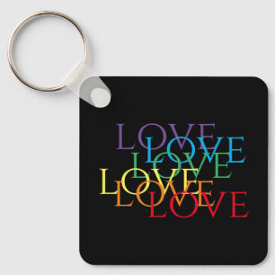 RAINBOW LOVE II Aluminum Square Keychain