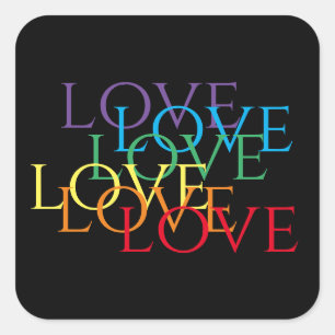 RAINBOW LOVE II Large Square Stickers
