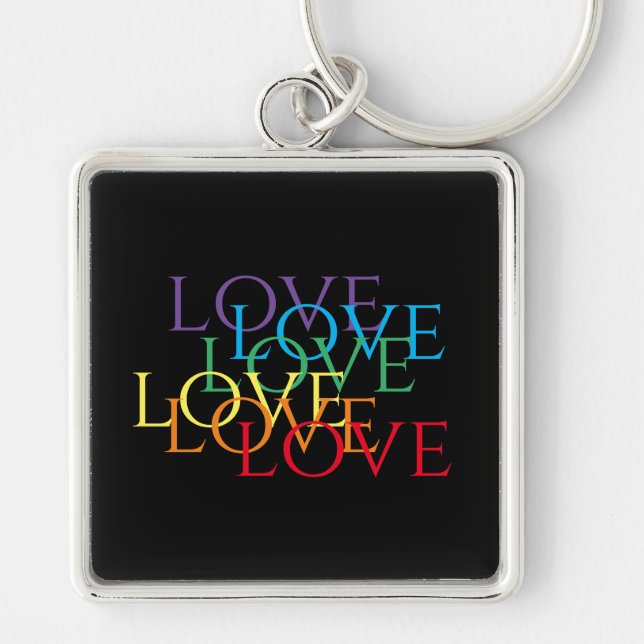 RAINBOW LOVE II Porte-clés carré Premium (Devant)