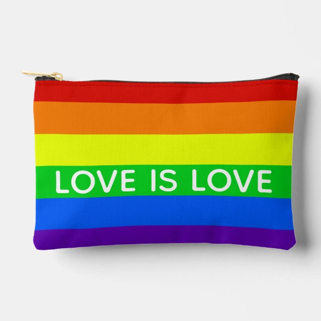 Rainbow Love is Love Gay Pride Accessory Pouch (Front)