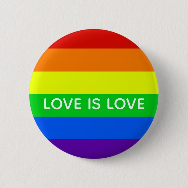 Rainbow Love is Love Gay Pride LGBTQ Beautiful 2 Inch Round Button (Front)