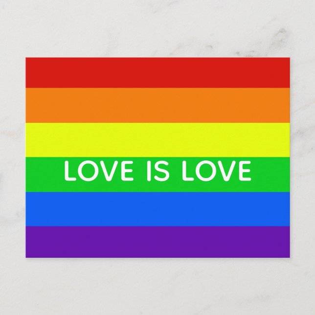 Rainbow Love is Love Gay Pride LGBTQ Beautiful Postcard (Front)
