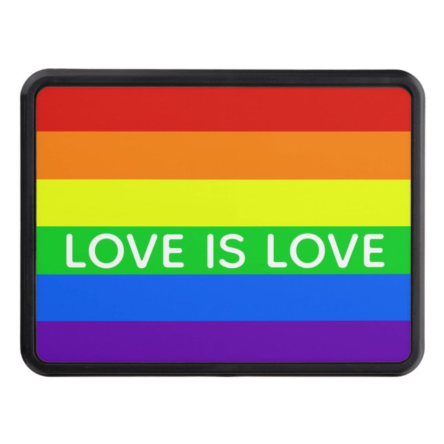Rainbow Love is Love Gay Pride Trailer Hitch Cover (Front)